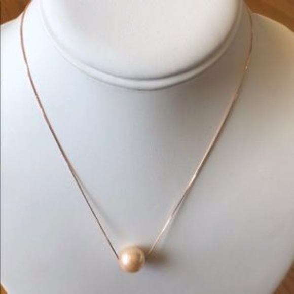 *SOLD** 12mm Edison Pearl Floating Rose Gold Chain - Picture 3 of 7